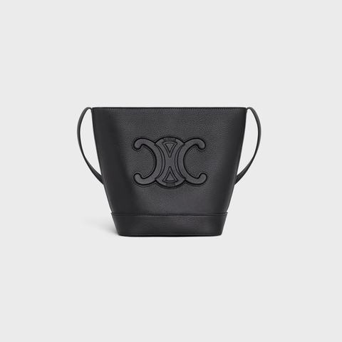 SMALL BUCKET CUIR TRIOMPHE IN GRAINED CALFSKIN BLACK - Image 1